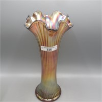 Fenton 10" horehound Fine Rib vase