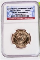 Coin 2007 George Washington $ Mint Error NGC MS65