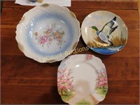 Lefton plate, Royal Albert plate, & a bowl