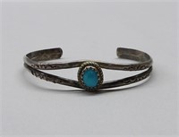 Small Child's Sterling Silver & Turquoise Bracelet