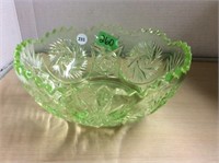 Green glass serving bowl
