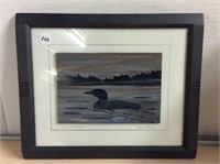 Framed Glass art by Bruce Hall - Common Loon