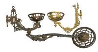 (3) Victorian Cast Iron Oil Lamp Holder Sconces