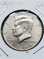 Uncirculated 2000-D Kennedy Half Dollar