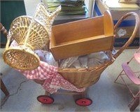 Doll Carriage, Chair, Cradle, .C. Iron Bd.