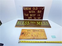 3 Wooden Signs, Home Decor