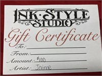 Ink style studio $100 gift certificate artist