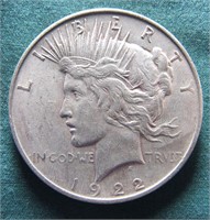 1922 U.S. PEACE SILVER DOLLAR COIN