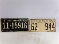 1958 Black on White Visit Oklahoma License Plates