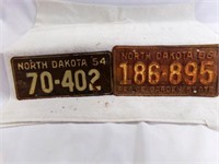 1954 North Dakota License Plate & 1956 North