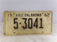 1962 Black on White Oklahoma License Plate