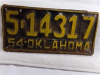 1954 Oklahoma License Plate