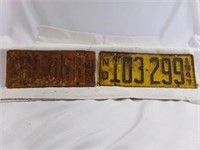 1947 North Dakota License Plate & 1939 North