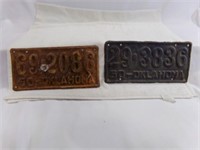 (2) 1950 Oklahoma License Plates