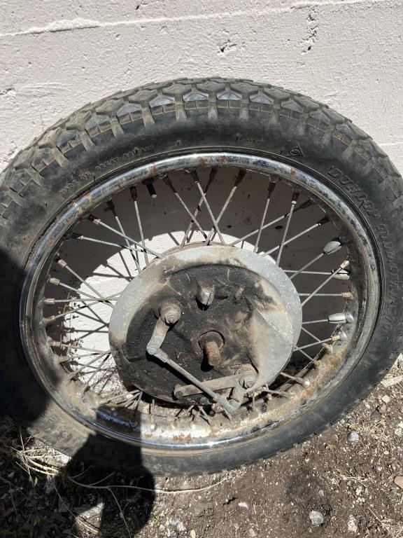 1960-70’s Motorcycle Tire w/ Chrome Spoke Wheel