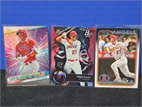 (3) Mike Trout Angels Baseball Cards