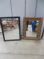 2 FRAMED WALL MIRRORS (1 CHIPPED)