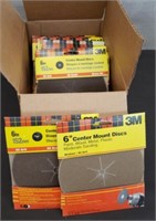 Box of 24 Packs 6" Center Mount Sanding Discs. 80