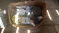 Box of Paint and Cleaning Supplies