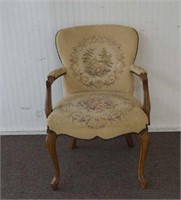 1960's Queen Anne Tapestry Parlor Chair