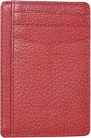 Red Pebble Curve Rfid Blocking Leather Wallet