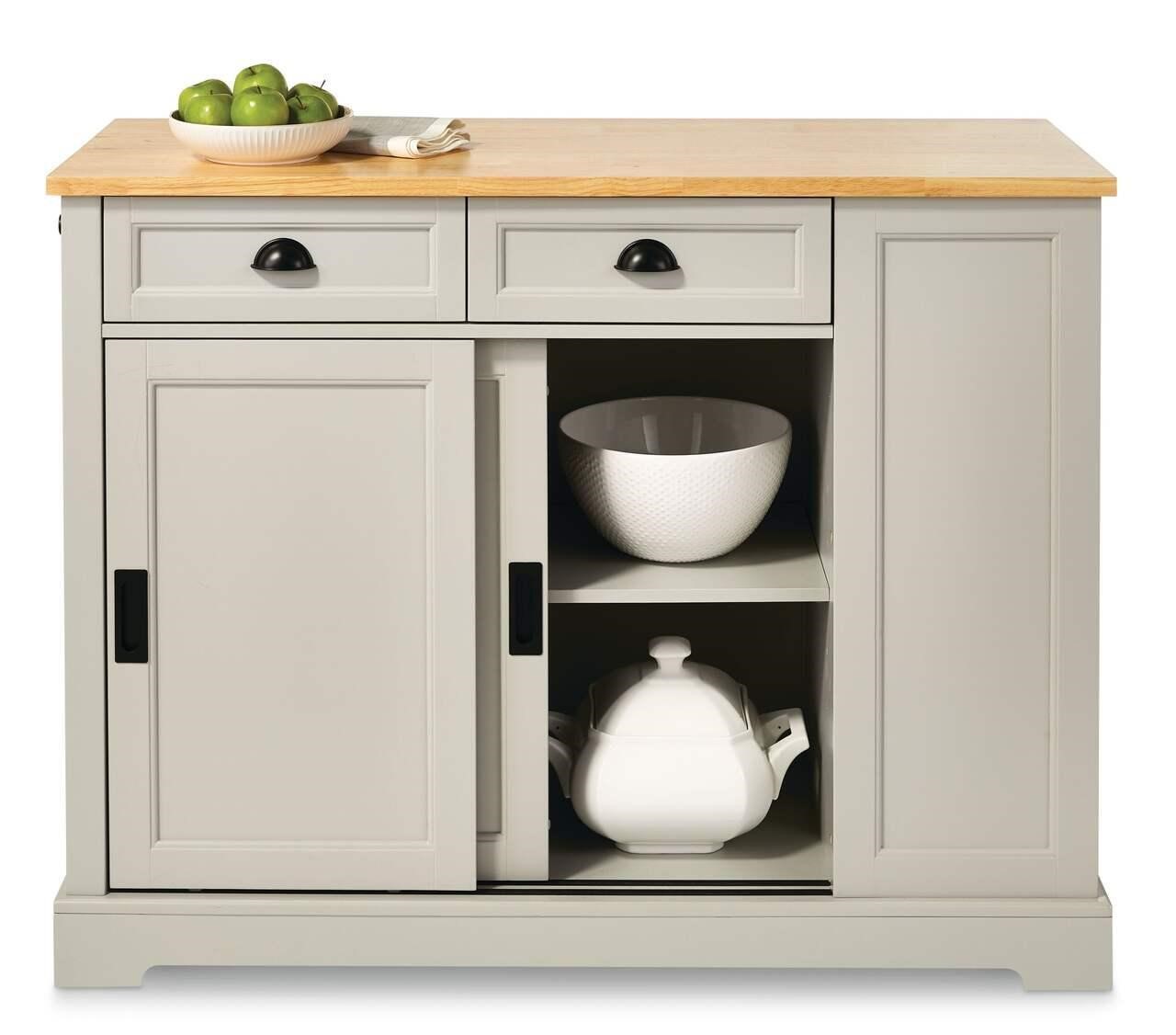 SEALED-Olsen Wood Top Sliding Door Kitchen Storage