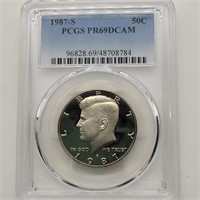 1987 S PCGS PR69DCAM KENNEDY HALF DOLLAR