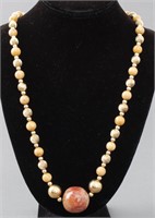 Hardstone, Coral, & Gold-Tone Beaded Necklace