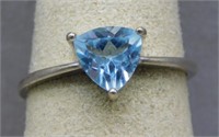 Sterling Silver blue topaz ring, size 8.