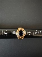 Gold Plated 925 Silver Ring w/ Gemstone & Diamonds