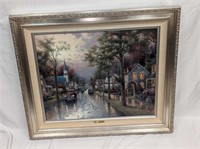 S&N E/P Thomas Kinkade Hometown Morning Print On C