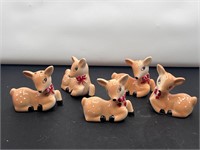 5 Deer salt and pepper shakers (some flaws)