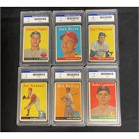 (6) 1958 Topps Graded Baseball Cards