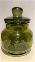 Moss Green Lidded Glass Jar 11”