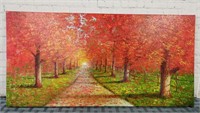 Framed Textured Autumn Landscape on Canvas