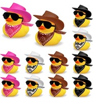 12 PCS COWBOY DUCK WITH HAT AND SUNGLASSES