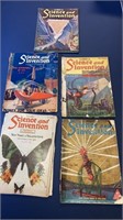 F1)  Five vintage Science and Invention magazines.