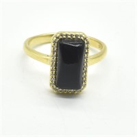 Silver Black Onyx Cz(1.9ct) Ring