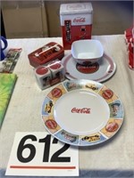 Coca Cola plate and bowl set - plastic, Gibson