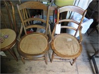 2 Round Cane Bottom Chairs