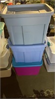 3 empty storage totes