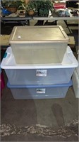 3 empty storage totes