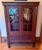 Vintage Double Door Glass Front Cabinet