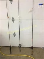 3 FISHING POLES WITH REELS