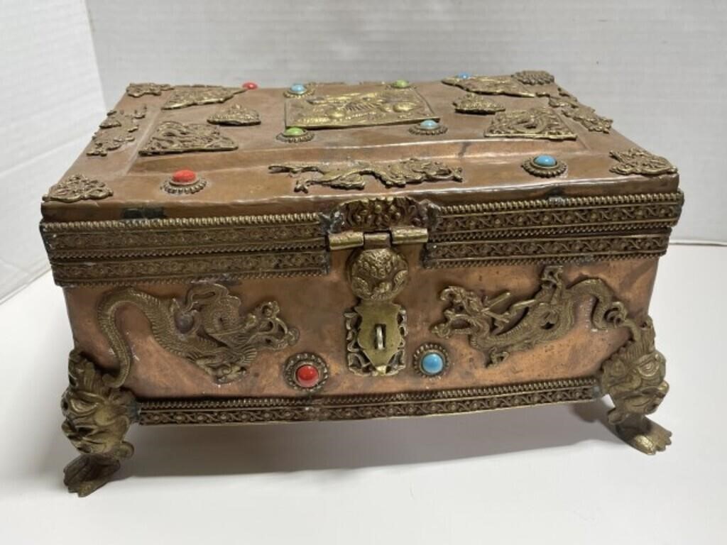 Vintage Copper Ornate Jewelry Chest