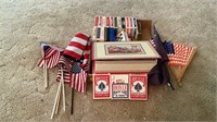 American flags, playing cards