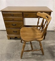 (AX) Wooden Writing Desk (30"x40"x18") With Chair