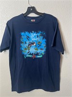 Y2K Curious George Ocean Blue Shirt
