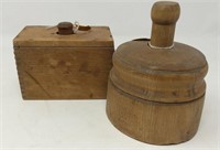 Lot 0f 2 - Wooden Butter Molds, one w/pineapple