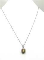 Silver Created Citrine White Sapphire Necklace